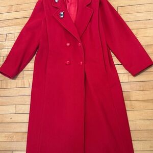 SOLD! SOLD! Vtg 80s Westwood Long Red Double Breasted Pure Wool Overcoat Large